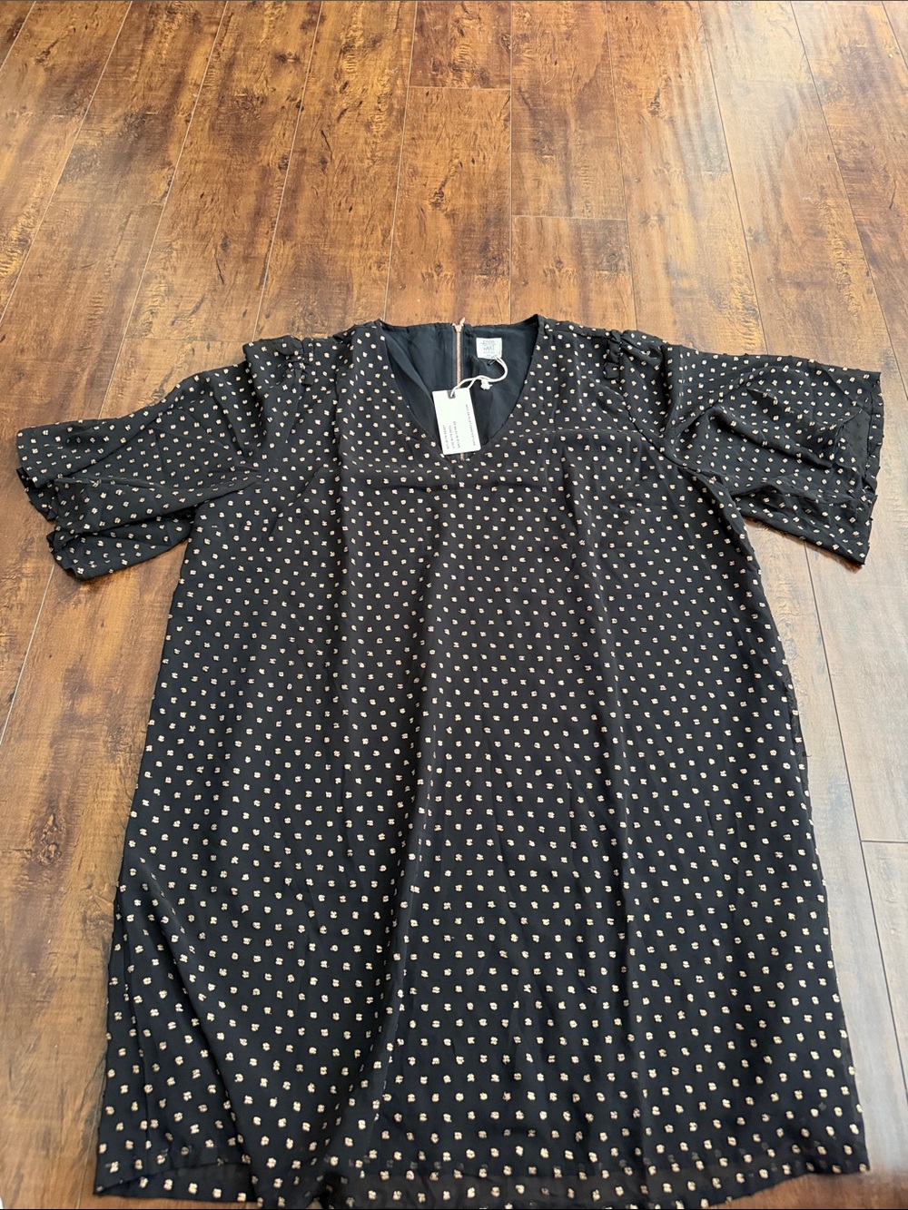 Matilda Jane (Good Hart) Black Mini Dress with Gold Dot Print